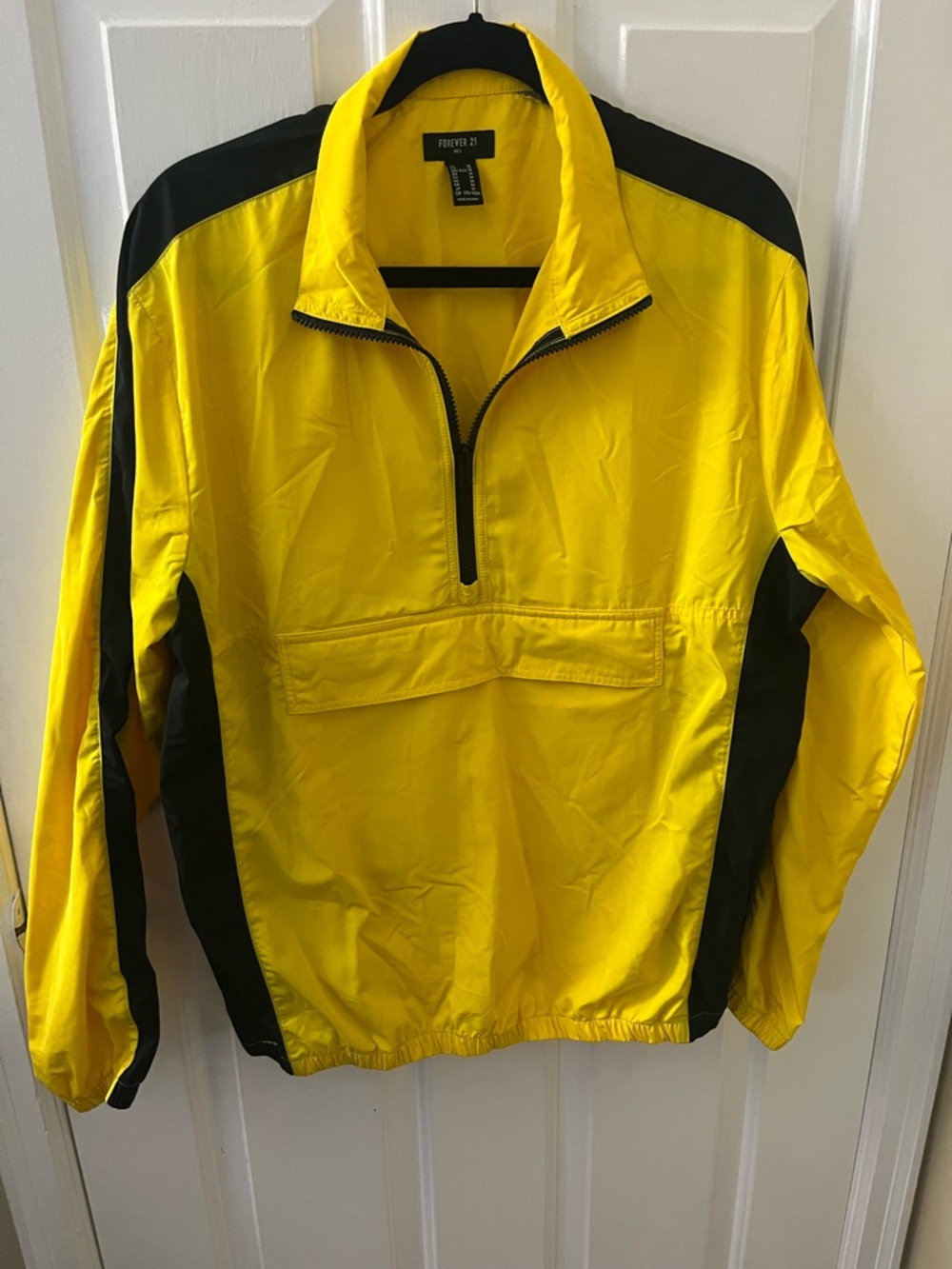 Forever 21 Yellow and Black Half-Zip Windbreaker Pullover